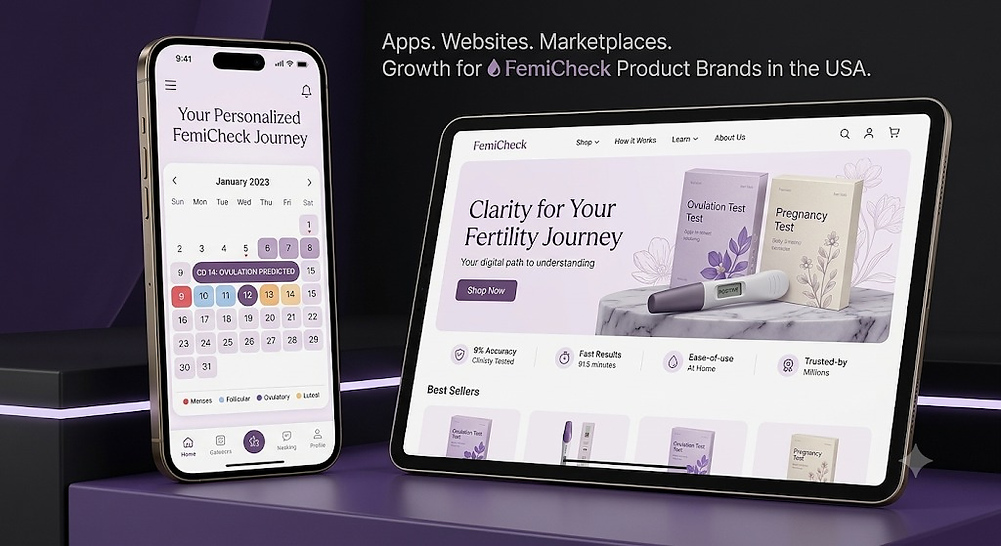 Mobile app screens on phone devices